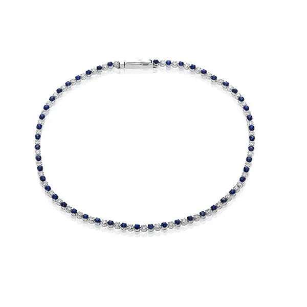 18K White Gold Sapphire and Diamond Tennis Bracelet Tom Cook Jeweler, Inc. Daytona Beach, FL