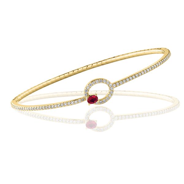 14K Yellow Gold Ruby and Diamond Bangle Bracelet Tom Cook Jeweler, Inc. Daytona Beach, FL