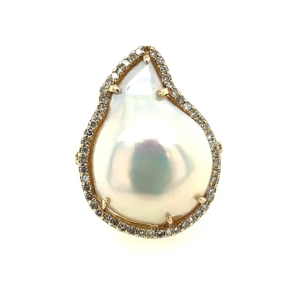 18K Yellow Mabe Pearl and Diamond Ring Tom Cook Jeweler, Inc. Daytona Beach, FL