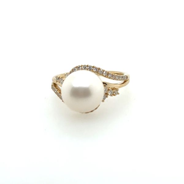14K Yellow Gold Pearl and Diamond Ring with 10MM Pearl Tom Cook Jeweler, Inc. Daytona Beach, FL
