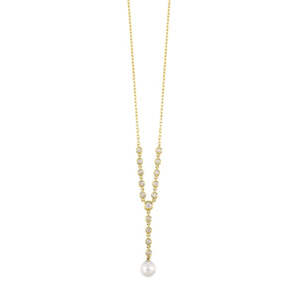 14K Yellow Pearl and Diamond Necklace Tom Cook Jeweler, Inc. Daytona Beach, FL
