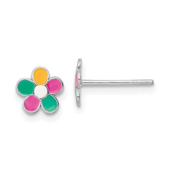 Sterling Silver Enamel Flower Earrings Tom Cook Jeweler, Inc. Daytona Beach, FL