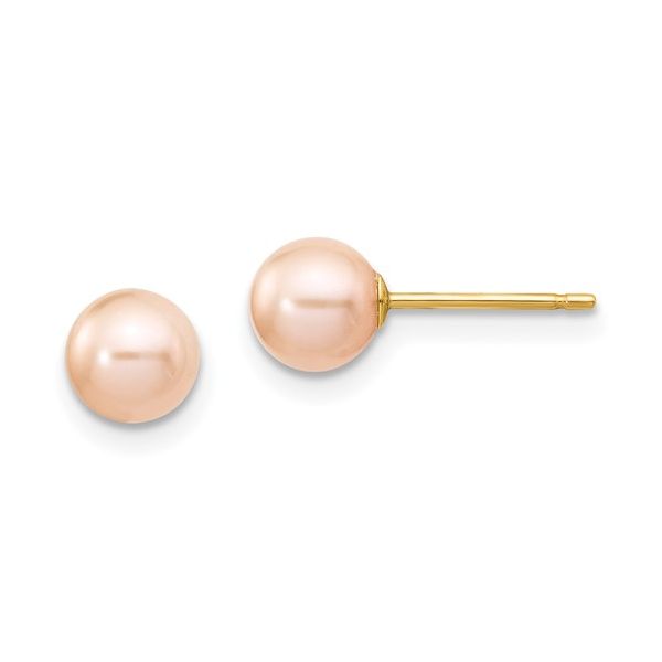 14K Yellow Gold Pink Pearl Earrings Tom Cook Jeweler, Inc. Daytona Beach, FL