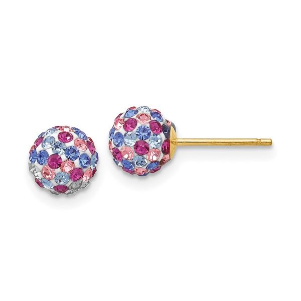 14K Yellow Multi Pink and Blue Crystal Earrings Tom Cook Jeweler, Inc. Daytona Beach, FL
