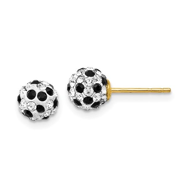 14K Yellow Black and White Crystal Ball Earrings Tom Cook Jeweler, Inc. Daytona Beach, FL