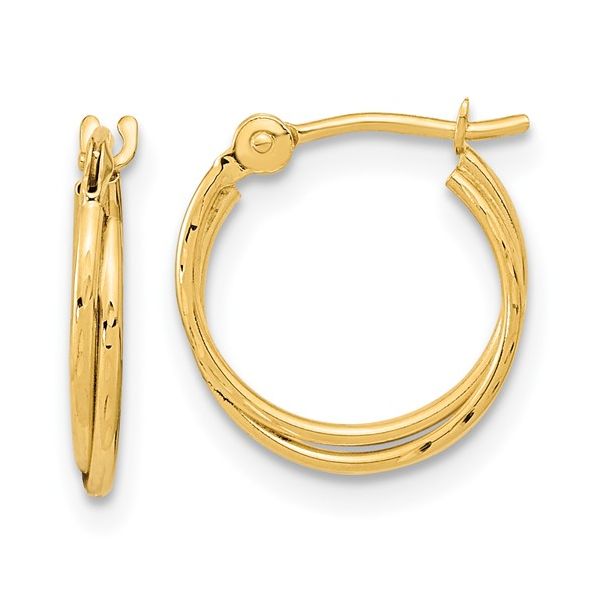14K Yellow Polished/Diamond Cut Double Hoop Earrings Tom Cook Jeweler, Inc. Daytona Beach, FL