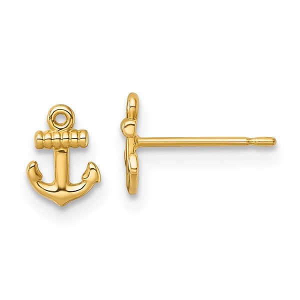 14K Yellow Polished Anchor Earrings Tom Cook Jeweler, Inc. Daytona Beach, FL
