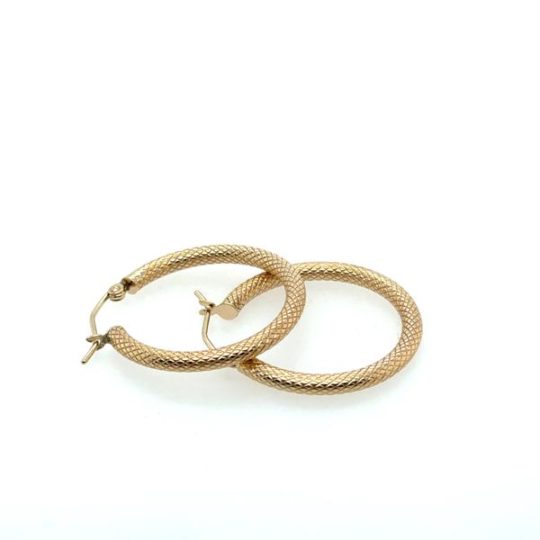 14K Yellow Gold Textured Tube Hoop Earrings Tom Cook Jeweler, Inc. Daytona Beach, FL