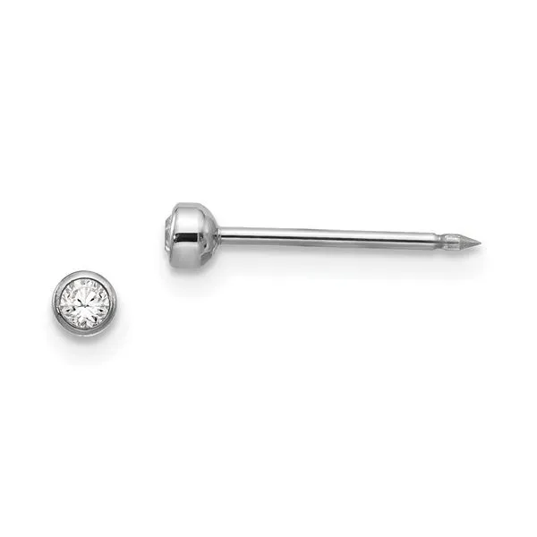 14K White Gold Crystal Bezel Set Earrings Tom Cook Jeweler, Inc. Daytona Beach, FL