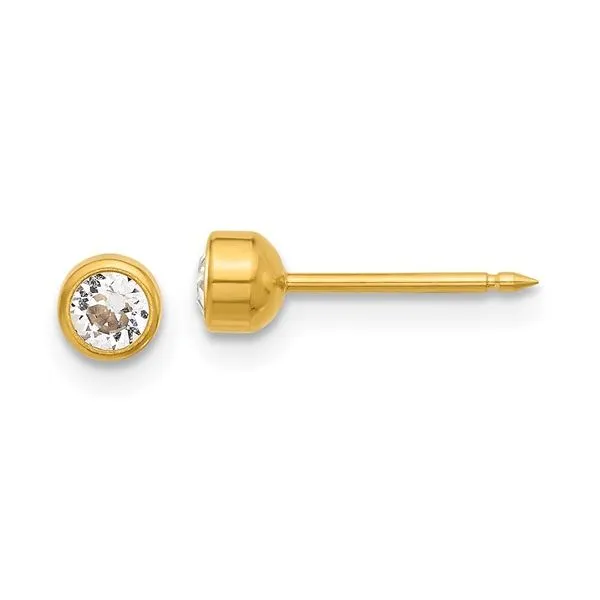 14K Yellow Gold Crystal Bezel Set Earrings Tom Cook Jeweler, Inc. Daytona Beach, FL