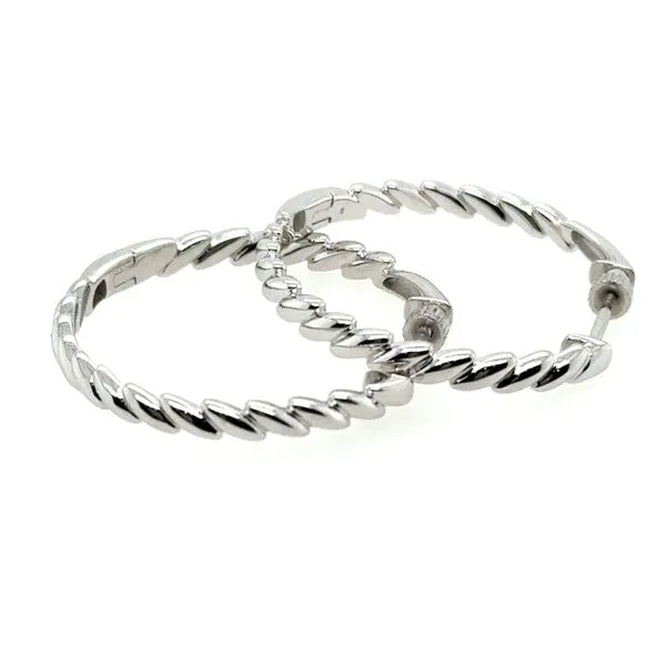 14K White Gold Marquise Pattern Hoop Earrings Tom Cook Jeweler, Inc. Daytona Beach, FL