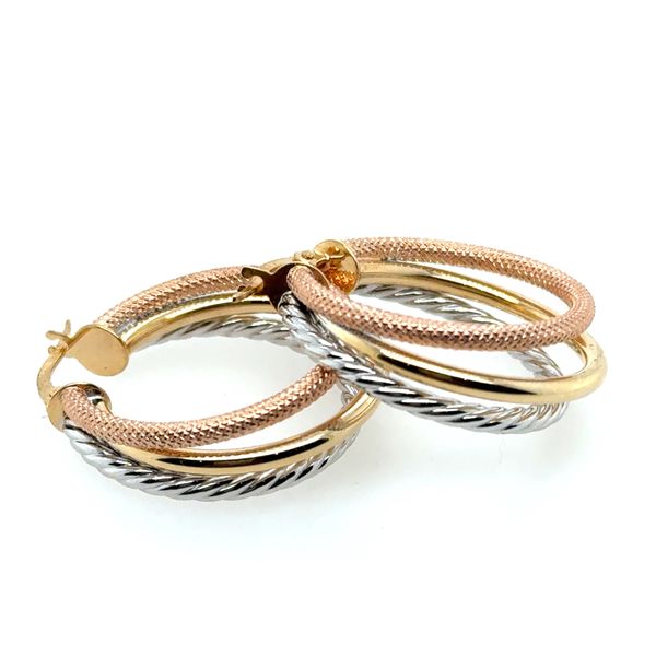 Tri Color Textured Hoop Earrings Tom Cook Jeweler, Inc. Daytona Beach, FL