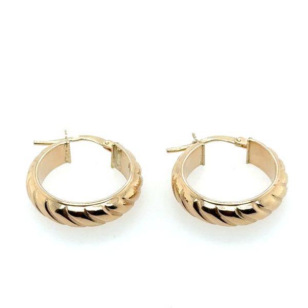 14K Yellow Gold Textured Hoop Earrings Tom Cook Jeweler, Inc. Daytona Beach, FL