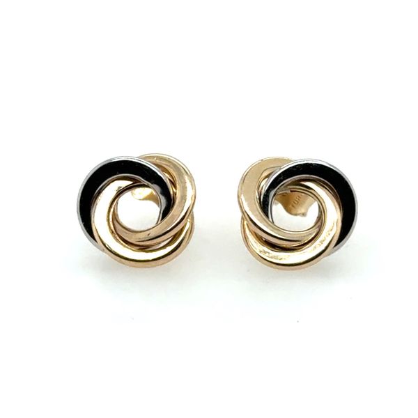 14K Yellow and White Gold Love Knot Earrings Tom Cook Jeweler, Inc. Daytona Beach, FL