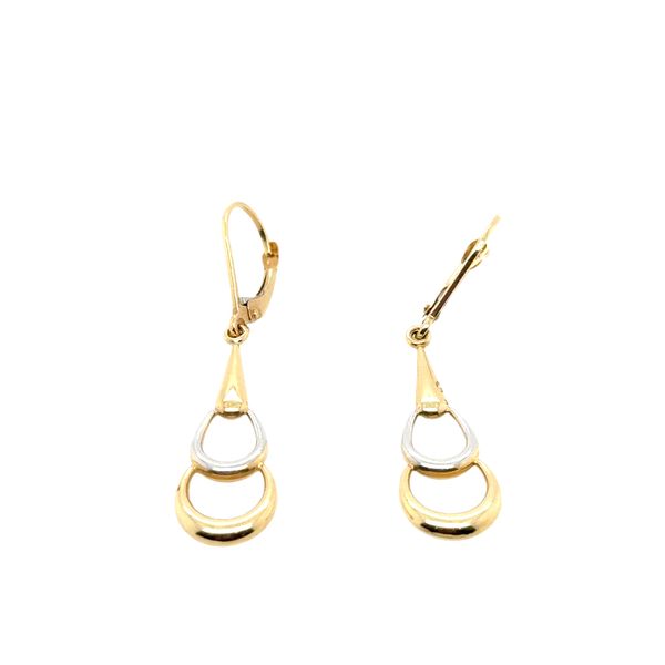 14K Yellow and White Gold Tear Drop Hoop Earrings Tom Cook Jeweler, Inc. Daytona Beach, FL
