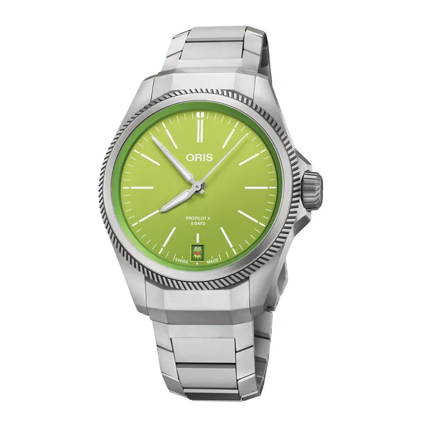 Titanium Oris Pro Pilot X "Kermit Edition" Men's Watch Tom Cook Jeweler, Inc. Daytona Beach, FL