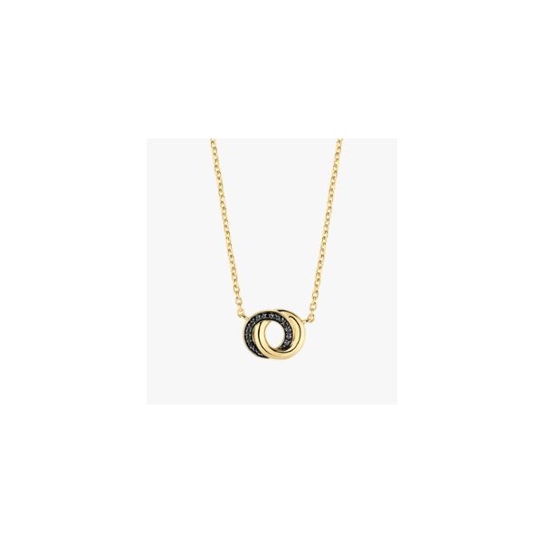 Sterling Silver and Yellow Gold Plated Double Circle Pendant Necklace Tom Cook Jeweler, Inc. Daytona Beach, FL