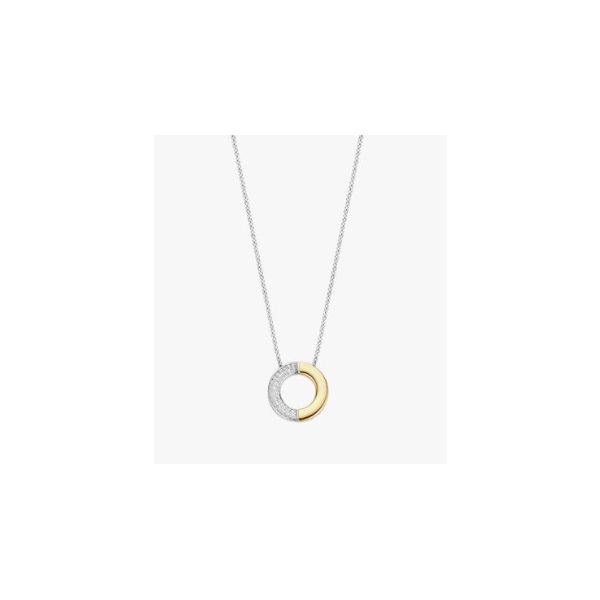 Silver Yellow Gold Plated Cubic Zirconium Pendant Necklace Tom Cook Jeweler, Inc. Daytona Beach, FL