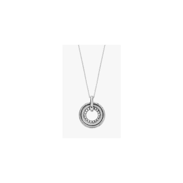 Sterling Silver Cubic Zirconium Beaded Circle Pendant Necklace Tom Cook Jeweler, Inc. Daytona Beach, FL