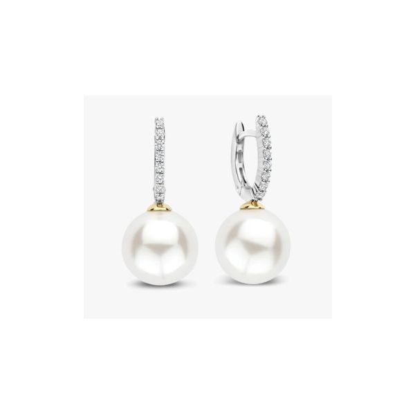 Sterling Silver Yellow Plate Pearl Hoop Earrings Tom Cook Jeweler, Inc. Daytona Beach, FL