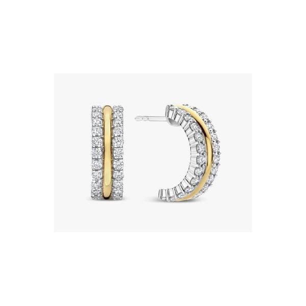 Sterling Silver Yellow Plate Double Row Hoop Earrings Tom Cook Jeweler, Inc. Daytona Beach, FL