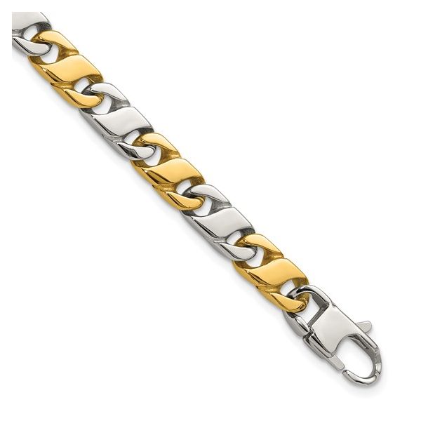 Stainless Steel Yellow Plate Fancy Link Bracelet Tom Cook Jeweler, Inc. Daytona Beach, FL