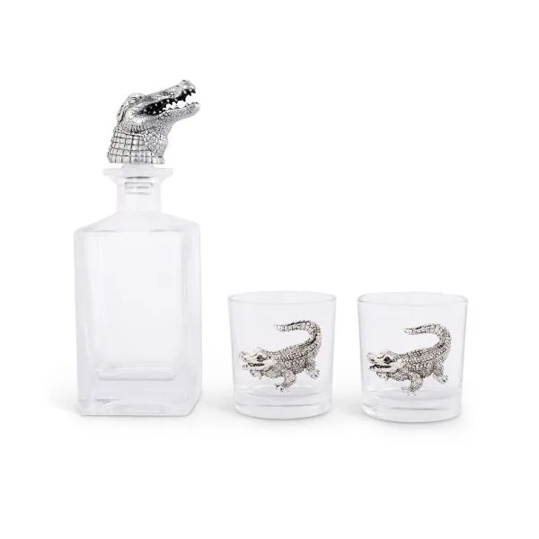 Arthur Court Alligator Decanter Set with Glasses Tom Cook Jeweler, Inc. Daytona Beach, FL