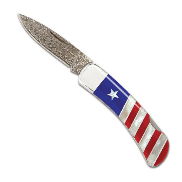 Patriotic Damascus Steel Pocket Knife Tom Cook Jeweler, Inc. Daytona Beach, FL