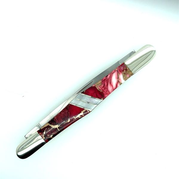 Red Dahlia Mother of Pearl Tuxedo Knife Tom Cook Jeweler, Inc. Daytona Beach, FL