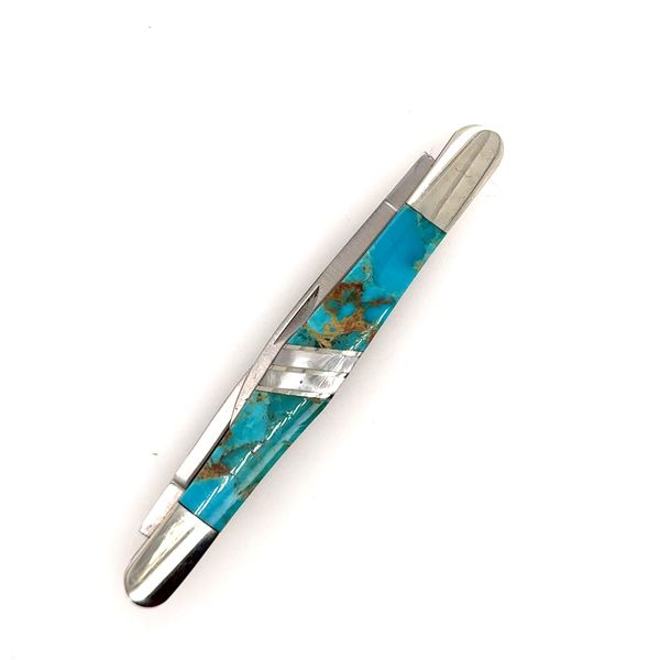 Turquoise and Mother of Pearl Tuxedo Knife Tom Cook Jeweler, Inc. Daytona Beach, FL