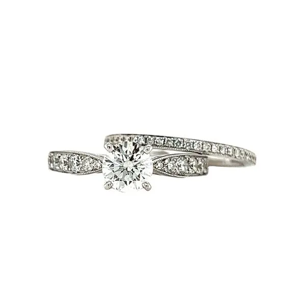 14 Karat White Gold Round Diamond Engagement Ring Set Image 5 Toner Jewelers Overland Park, KS