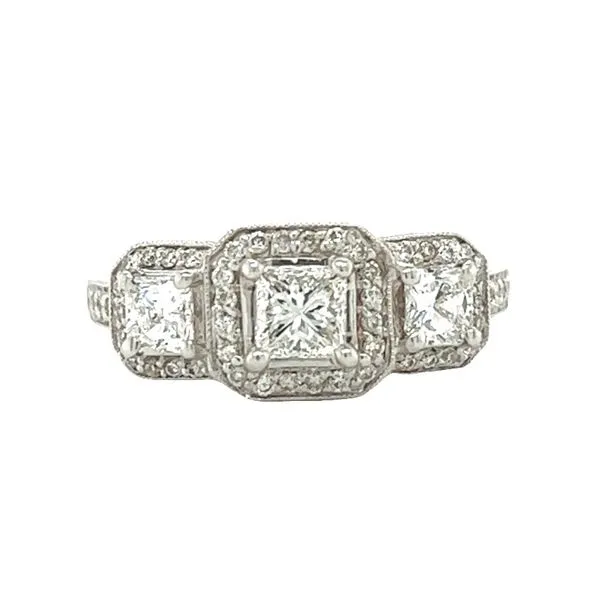 14 Karat White Gold Princess Cut Diamond Engagement Ring Set Image 2 Toner Jewelers Overland Park, KS