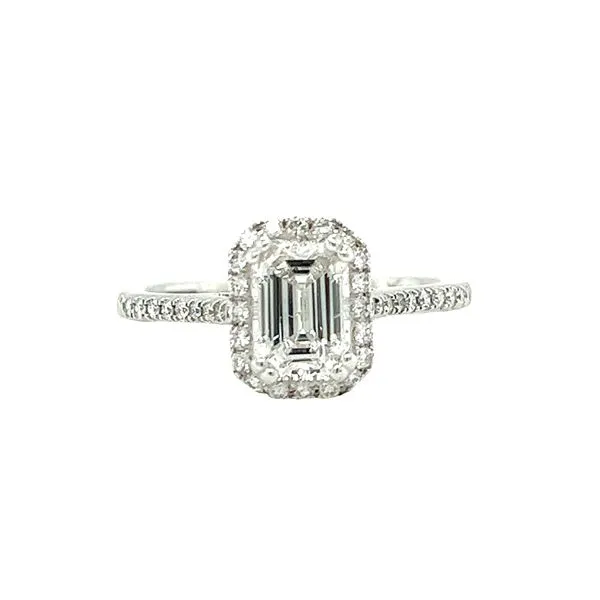 14 Karat White Gold 1.02ct Emerald Diamond Engagement Ring Toner Jewelers Overland Park, KS