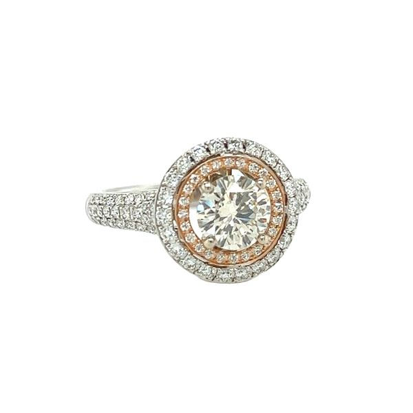 18 Karat White and Rose Gold Round Diamond Diamond Engagement Ring Image 2 Toner Jewelers Overland Park, KS