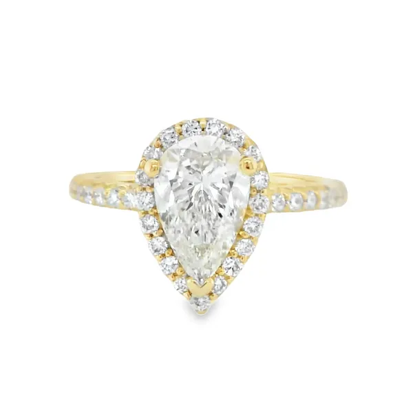 14k Yellow Gold Pear Lab Diamond Halo Engagement Ring Toner Jewelers Overland Park, KS