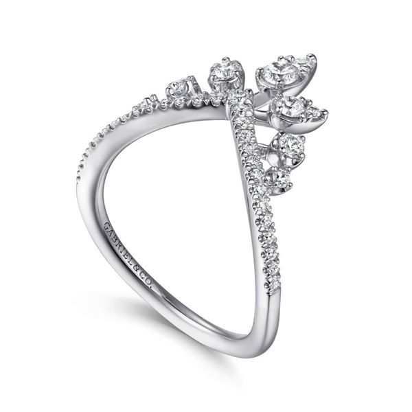 Gabriel & Co. 14K White Gold Bursting Diamond Chevron Ring Image 2 Toner Jewelers Overland Park, KS