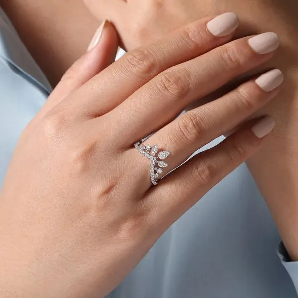 Gabriel & Co. 14K White Gold Bursting Diamond Chevron Ring Image 5 Toner Jewelers Overland Park, KS