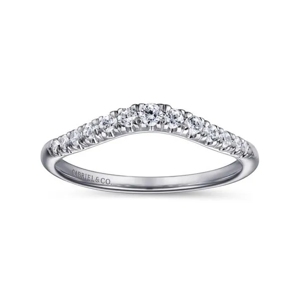 Gabriel & Co. 14K White Gold French Pave Diamond Wedding Band Image 4 Toner Jewelers Overland Park, KS