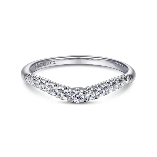 Gabriel & Co. 14K White Gold French Pave Diamond Wedding Band Toner Jewelers Overland Park, KS