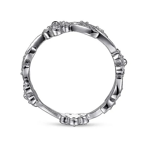 Gabriel & Co. 14K White Gold Diamond Floral Band Image 2 Toner Jewelers Overland Park, KS