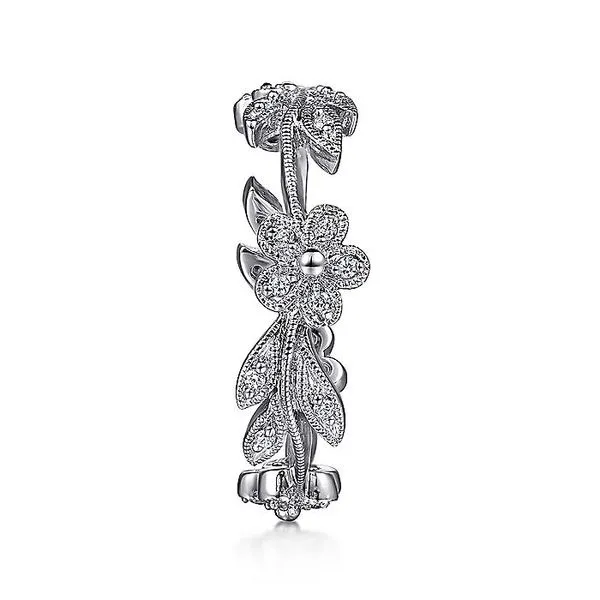 Gabriel & Co. 14K White Gold Diamond Floral Band Image 4 Toner Jewelers Overland Park, KS