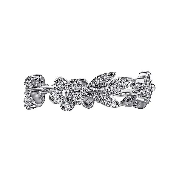Gabriel & Co. 14K White Gold Diamond Floral Band Image 5 Toner Jewelers Overland Park, KS