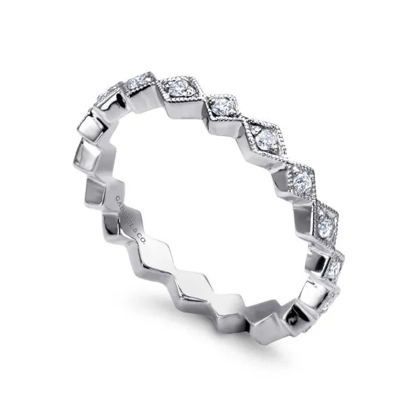 Gabriel & Co. 14K White Gold Geometric Diamond Stackable Ring Image 3 Toner Jewelers Overland Park, KS
