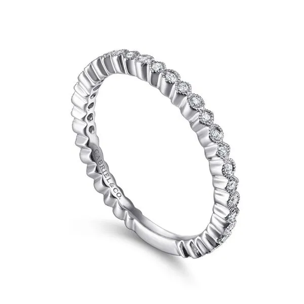 Gabriel & Co. 14K White Gold Scalloped Stackable Diamond Band Ring Image 3 Toner Jewelers Overland Park, KS