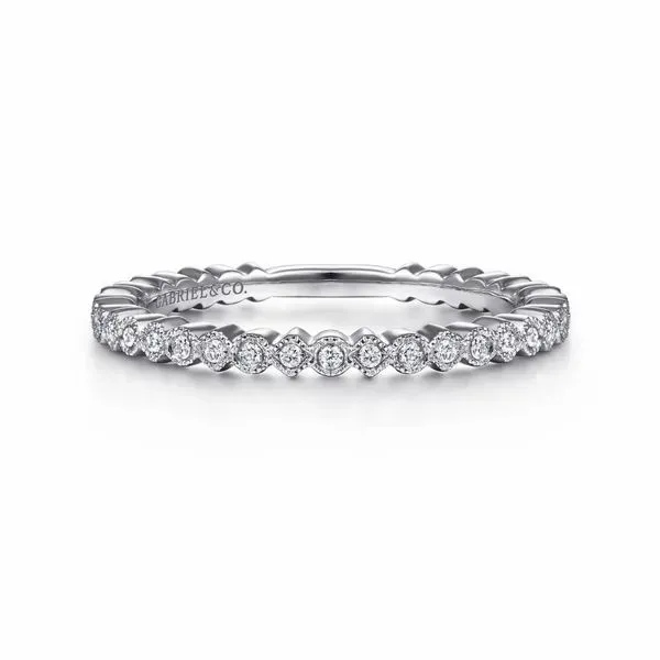 Gabriel & Co. 14K White Gold Scalloped Stackable Diamond Band Ring Toner Jewelers Overland Park, KS