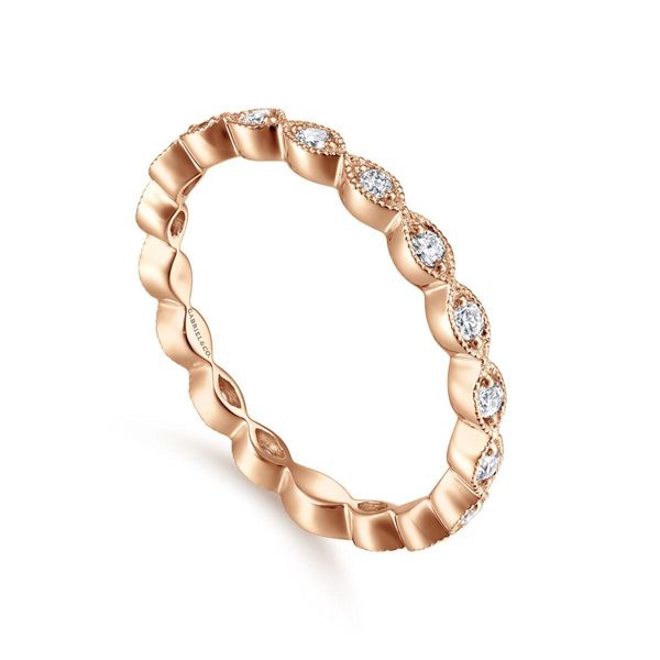 Gabriel & Co14K Rose Gold Marquise Station Diamond Stackable Ring Image 2 Toner Jewelers Overland Park, KS