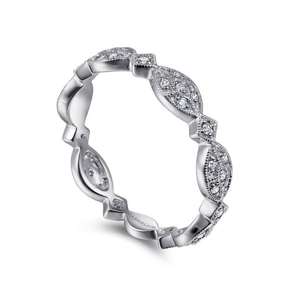 Gabriel & Co 14K White Gold Marquise Station Cluster Diamond Stackable Ring Image 3 Toner Jewelers Overland Park, KS