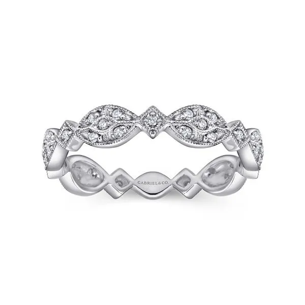 Gabriel & Co 14K White Gold Marquise Station Cluster Diamond Stackable Ring Image 4 Toner Jewelers Overland Park, KS