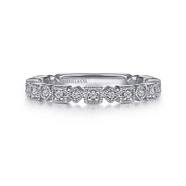 Gabriel & Co. 14K White Gold Geometric Diamond Stackable Ring Toner Jewelers Overland Park, KS
