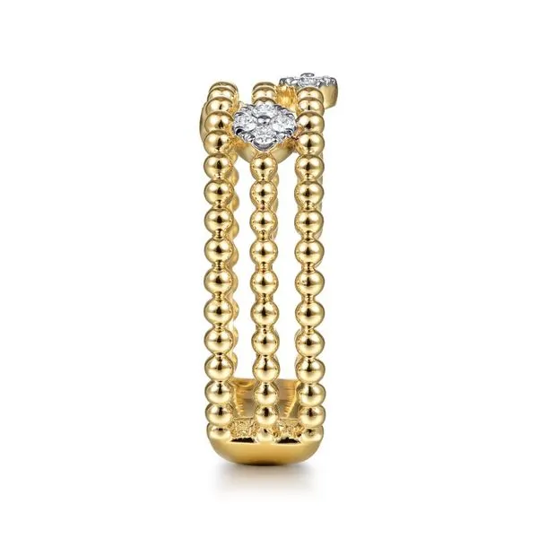Gabriel & Co 14K Yellow Gold Diamond Cluster Stations Bujukan Ring Image 4 Toner Jewelers Overland Park, KS